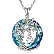 HESHPAWS Tree of Life Necklace for Women with Initial Letter Jewelry Anniversary A-Z English Alphabet Necklace Jewelry Gifts